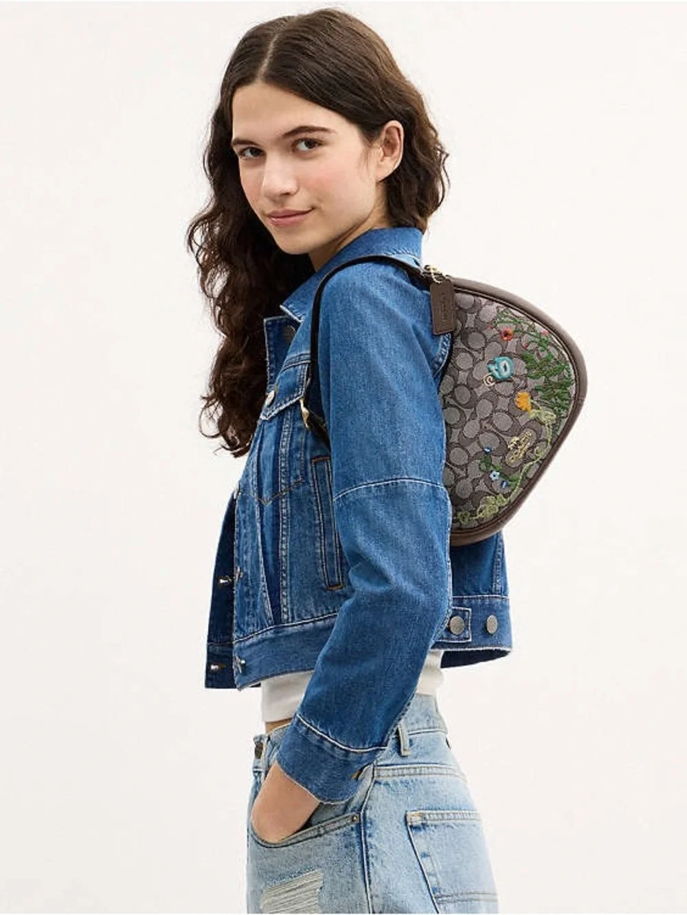 Coach Brown Signature Floral Shoulder Bag - Picture 2 of 5